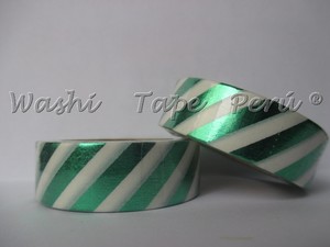 Foil Washi Tape 08 Rayas Verdes