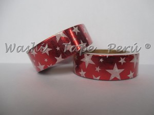 Foil Washi Tape 05 Rojo /Estrellas
