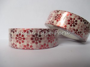 Foil Washi Tape 20 flor roja