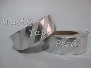 Foil Washi Tape  Rayas Plateadas