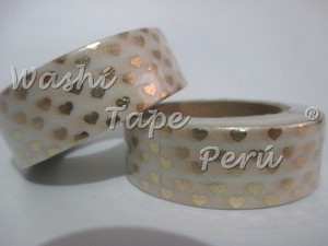 Foil Washi Tape 17 Corazones Dorados