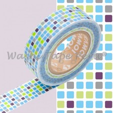 WASHI TAPE CUADROS CELESTE VERDE GRIS VIOLETA